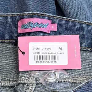 NEW Edikted Mid Rise Wide Leg Distressed Jeans‎ Color Indigo Blue Raw Washed M thumbnail 9