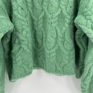 Vici Siarah Green Cable Knit Sweater Women's XL Crew Neck Ribbed Cozy Oversized‎ thumbnail 5