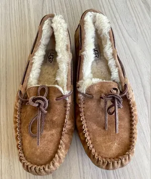 UGG Tan Suede Moccasin Slippers thumbnail 1