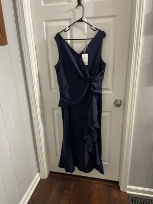 BeryLove Formal Evening Midi Ruffle Dress Navy Size 2XL New With Tag thumbnail 3