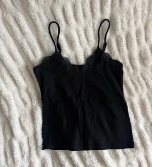 a new day Black Lace-Trim Ribbed Cami thumbnail 2