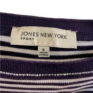 JONES NEW YORK Purple/White Striped Knit Long Sleeve Boat Shirt - Size Small thumbnail 3