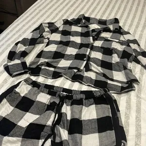Colsie Plaid PJ Shorts and Top Lounge Set in black plaid thumbnail 7