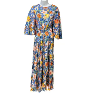 Apparallel Akira Dress Blue Floral Maxi Bell Sleeve S24-621 NWT Womens XS $170 thumbnail 2