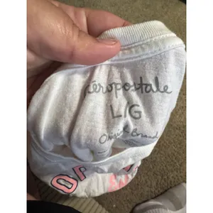 Aeropostale Womens White Graphic T-Shirt‎ Pink Logo 87 Est Varsity Tee Large thumbnail 3