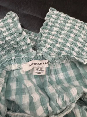 American Eagle Gingham Smocked Cami Crop Top thumbnail 5
