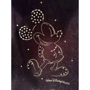 Disney Parks Mickey Mouse Velour Hoodie Black Rhinestone Y2K Women L thumbnail 2