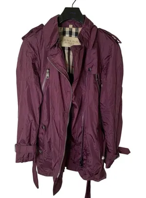 Burberry windbreaker rain utility jacket red wine color women's size 10 thumbnail 1