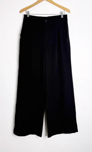 American Eagle Super High Rise Wide Leg Pants Size 8 Black Stretch Trousers thumbnail 1