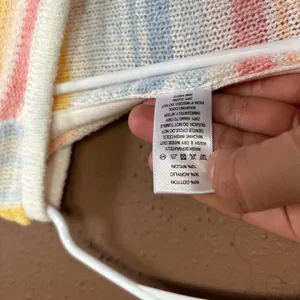 Buc-ees Pastel Striped Knit Baja Hoodie Sweater Womens Large Multicolor Logo thumbnail 6