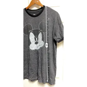 Disney Mickey‎ Mouse Grumpy Face Graphic Ringer T-Shirt Gray Black Large thumbnail 6