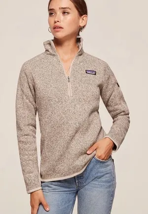Patagonia Better Sweater 1/4 Zip Fleece Pullover Pelican Cream Size Medium thumbnail 1