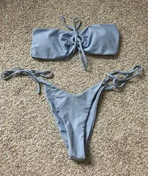 Dusty Blue Bikini Set Shein thumbnail 1
