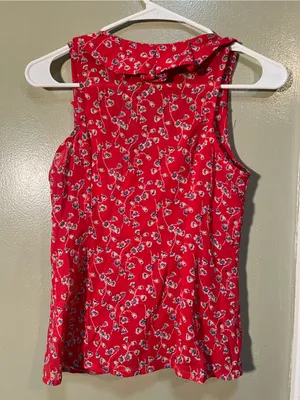 Edme‎ & Esyllte Anthropologie Women's Sleeveless Button Down Blouse Red Floral thumbnail 6