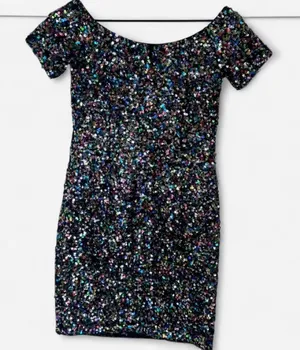 Gianni Bini Zoe Confetti Sequin Off-The-Shoulder Dress Mini thumbnail 1