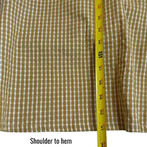 mo:vint Yellow Grey‎ Checkered Square Neck Midi Dress Summer Cottagecore L thumbnail 14