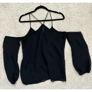 Express Chiffon Strappy Lace Cold Shoulder Blouse thumbnail 3