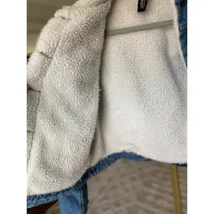 Joujou Sherpa Lined Denim Jacket Blue Jean Vintage Streetwear Winter Autumn Boho thumbnail 6