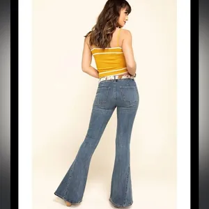 Free People We The‎ Free Womens Dream Lover Denim Medium Wash Flare Jeans 25 thumbnail 2