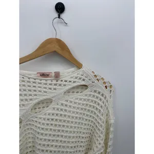 Willow Root Sweater Womens‎ Size L Cream Open Knit Boho Flare Cut Out Y2K Knit thumbnail 5