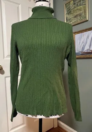 Charter Club SZ M Olive Turtleneck Sweater Preppy Old Money Minimalist thumbnail 1