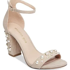 Madden Girl Block Heels Women 9 Bitsyy Blush Suede Faux Pearls Wedding Prom New thumbnail 1