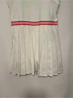 Avia Womens Tennis Dress L 12-14 White Red Striped Pleated Mini Skort thumbnail 3