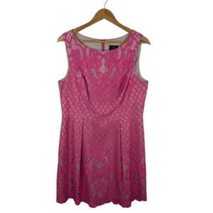 Adrianna Papell Giselle Pink Floral Lace Fit and Flare Dress Sz 12 Wedding Party thumbnail 2