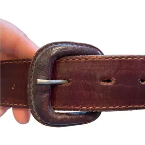Vintage Brown Leather hand crafted belt timeless classic design minimalist thumbnail 2
