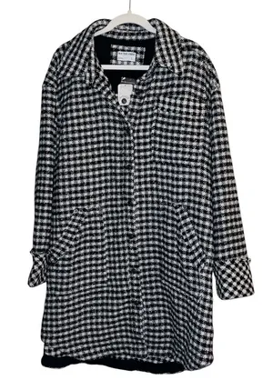 Free People "We The Free"‎ Get Around Houndstooth Shacket Black White L (NWT) thumbnail 1