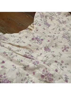 Lulus White Purple Green Floral Puff Sleeve Maxi Dress Small thumbnail 3