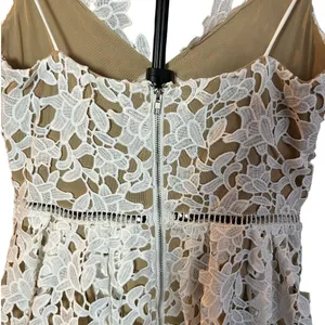 L'ATISTE White Guipure Lace Mini Dress S Bridal Shower Bachelorette Nude Lining thumbnail 8