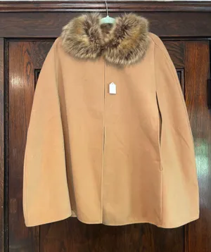 Modena tan cape with fur neck thumbnail 1