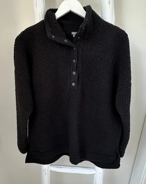 Aerie Black Teddy Pullover Jacket Size Small thumbnail 1