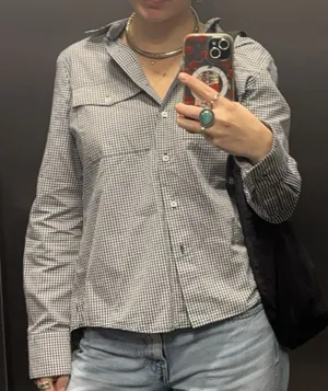 Zara button up gingham shirt  thumbnail 1
