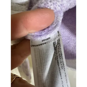 Mango MNG Lavender Plaid Knit Sweater XS Soft‎ Fuzzy Cropped Pullover thumbnail 5