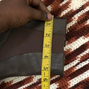 90s Predictions Chocolate Brown genuine leather ankle pointed square toe boots 3" heels Size 10 thumbnail 7