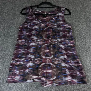 Lord & Taylor Silk Cotton Ikat Print 2 Piece Set Top & Skirt Purple Blue Sz 8 M thumbnail 2