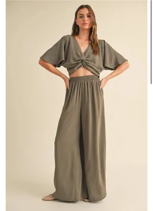 Miou Muse Two Piece Satin Set Yellow Size M thumbnail 5