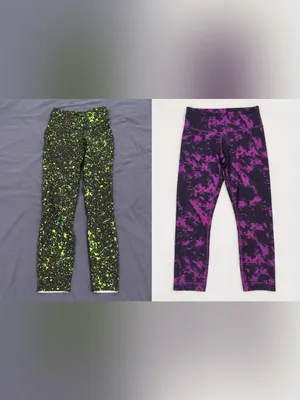 lululemon athletica Neon Green Splatter & Purple Tie-Dye Leggings Duo thumbnail 2