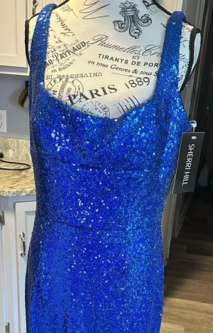 NWT Sherri Hill Royal Blue Sequin Evening Gown thumbnail 1