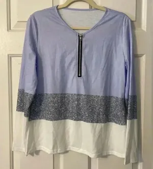 3 Color Tee w/‎ Zipper Detail Size M NWOT thumbnail 1