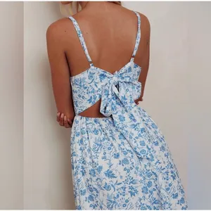 Mika &‎ Gala maxi boho white blue floral dress sleeveles coastal soft girl XL thumbnail 3