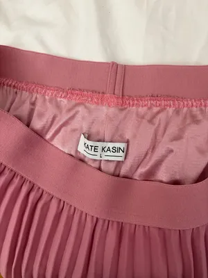 Kate Kaspin Women's High Elastic Waist Pleated Midi A-Line Swing Skirt Pink Larg thumbnail 6