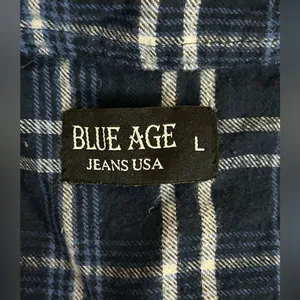 Blue Age Jeans USA Women’s LG Plaid Button-Up Flannel Shirt Navy Blue thumbnail 6