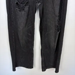 American Eagle Skater Jean Black‎ Distressed Baggy Wide Leg Grunge Size 8 Short thumbnail 4