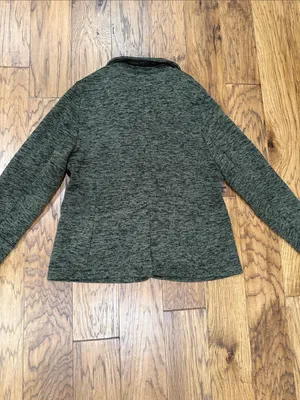 Lands’ End Women’s Green Marled fleece lined blazer jacket size L thumbnail 6