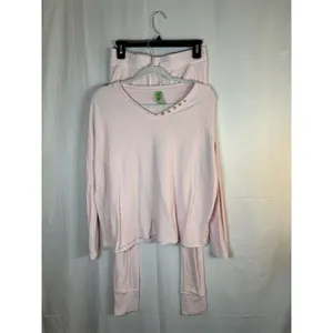 Chaser Lounge Set Womens Size S Pink V-Neck Snap Top Drawstring Joggers thumbnail 2