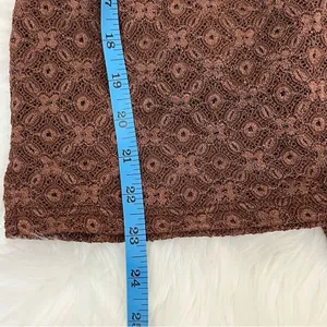 Manuela Semi Sheer Brown Lace/ Crochet Mock Neck Long Sleeve Top S thumbnail 5