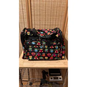 & Other Stories Adorable Colorful Owl pattern zippered weekender tote duffel gym bag thumbnail 2